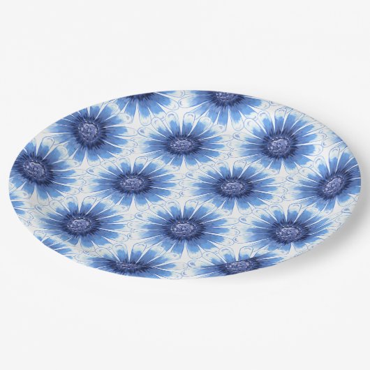 Assiettes En Carton Bleu Daisy Tout Sur Plaque D'Impression (Angle)