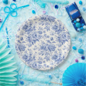 Assiettes En Carton Bleu de toile à fleurs (Fête)