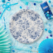 Assiettes En Carton Bleu de toile à fleurs (Fête)