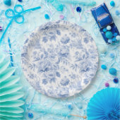 Assiettes En Carton Bleu de toile à fleurs (Fête)