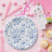 Assiettes En Carton Bleu de toile à fleurs (Fête)