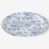 Assiettes En Carton Bleu de toile à fleurs (Angle)