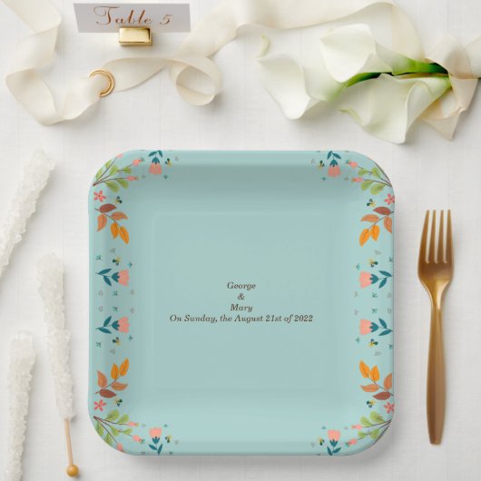 Assiettes En Carton bleu de vol (Mariage)