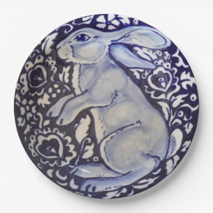 Assiettes En Carton Bleu debout et blanc Rabat Dedham Papier Plaque