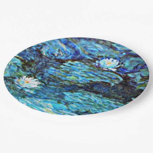 Assiettes En Carton Bleu des nénes d'eau par Monet (Angle)