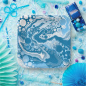 Assiettes En Carton Bleu Digital Fluid Art Marbre Pour Peinture Cellul (Fête)