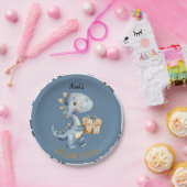 Assiettes En Carton Bleu Dinosaure Rawr Anniversaire Plaque de papier (Fête)