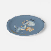 Assiettes En Carton Bleu Dinosaure Rawr Anniversaire Plaque de papier (Angle)