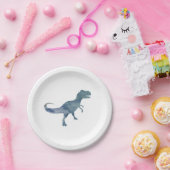 Assiettes En Carton Bleu Dinosaure Silhouette Trex Plaque papier (Fête)