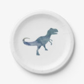 Assiettes En Carton Bleu Dinosaure Silhouette Trex Plaque papier (Devant)