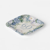 Assiettes En Carton Bleu Duché Blanc Floral 60e anniversaire (Angulaire)