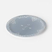 Assiettes En Carton Bleu Dusty élégant mariage romantique (Angle)