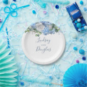 Assiettes En Carton Bleu Dusty Floral verdure Mariage Hydrangea (Fête)