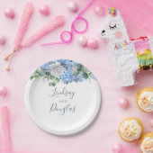 Assiettes En Carton Bleu Dusty Floral verdure Mariage Hydrangea (Fête)