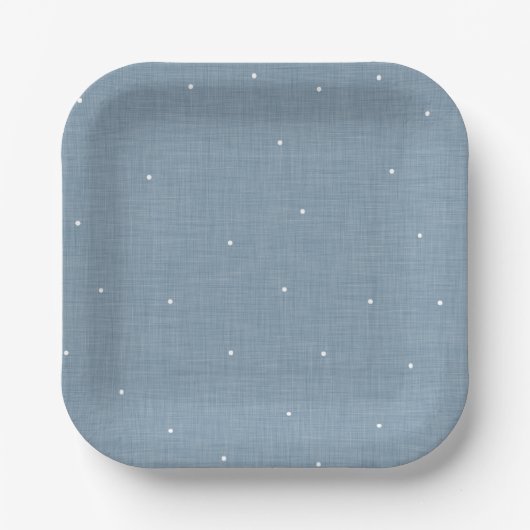 Assiettes En Carton Bleu effet cambray mignon simple pois point (Recto)