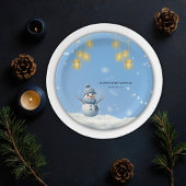 Assiettes En Carton Bleu Elegant Whimsical Winter Snowman Baby shower