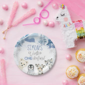 Assiettes En Carton Bleu et Argent Arctique Hiver Anniversaire (Fête)