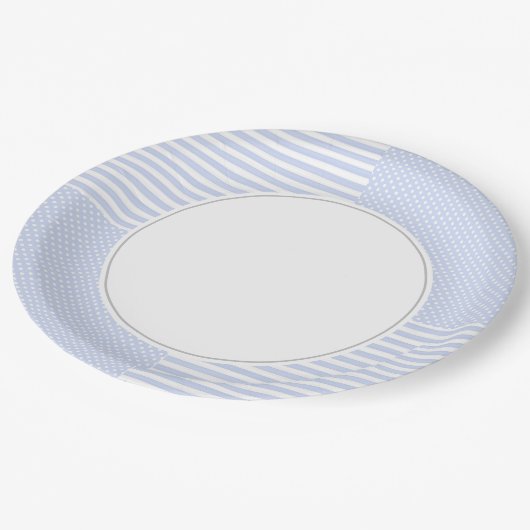 Assiettes En Carton Bleu et blanc (Angle)