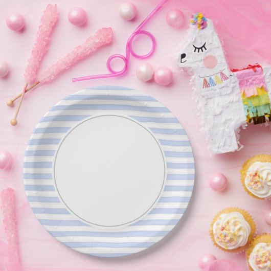 Assiettes En Carton Bleu et blanc (Fête)