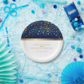 Assiettes En Carton Bleu et blanc de la marine avec points Confetti d' (Fête)