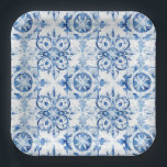Assiettes En Carton Bleu et blanc Italien aquarelle carreaux motif<br><div class="desc">Bleu et blanc Italien aquarelle carreaux motif</div>