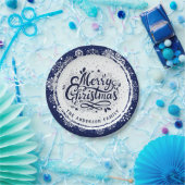 Assiettes En Carton Bleu et blanc minimal élégant Joyeux Noël (Fête)