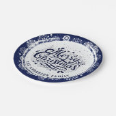 Assiettes En Carton Bleu et blanc minimal élégant Joyeux Noël (Angle)