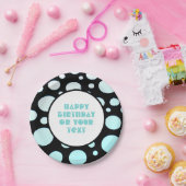 Assiettes En Carton Bleu et Blanc Pois Rétro Moderne Amusants (Fête)