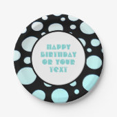 Assiettes En Carton Bleu et Blanc Pois Rétro Moderne Amusants (Devant)