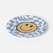 Assiettes En Carton Bleu et blanc Retro À damiers Anniversaire Garçon (Angle)