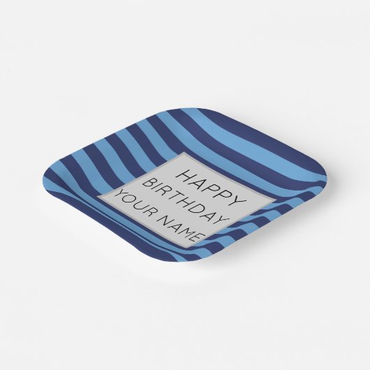 Assiettes En Carton Bleu Et Bleu Clair Défilé Joyeux Anniversaire (Angulaire)