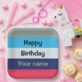 Assiettes En Carton Bleu Et Bourgogne Joyeux Anniversaire (Fête)