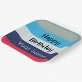 Assiettes En Carton Bleu Et Bourgogne Joyeux Anniversaire (Angulaire)