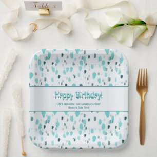 Assiettes En Carton Bleu et gris, peinture d'art Abstraite