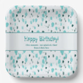 Assiettes En Carton Bleu et gris, peinture d'art Abstraite (Recto)