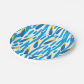 Assiettes En Carton Bleu et Jaune Feuilles Abstraits Élégant chic (Angle)