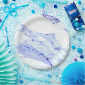 Assiettes En Carton Bleu et Marbre blanc (Fête)