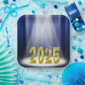 Assiettes En Carton Bleu et or 2025 Graduation en vedette (Fête)