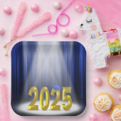 Assiettes En Carton Bleu et or 2025 Graduation en vedette (Fête)