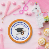 Assiettes En Carton Bleu et Orange Graduation Cap et Tassel | Personna (Fête)