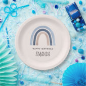 Assiettes En Carton Bleu et Pêche Arc-en-ciel Design Boho Anniversaire (Fête)