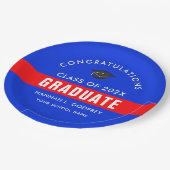 Assiettes En Carton Bleu et Rouge Graduation Congrats sur mesure (Angle)