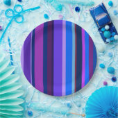 Assiettes En Carton Bleu et violet bandes verticales (Fête)