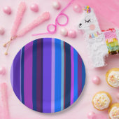 Assiettes En Carton Bleu et violet bandes verticales (Fête)