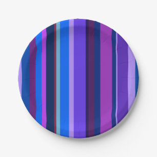 Assiettes En Carton Bleu et violet bandes verticales