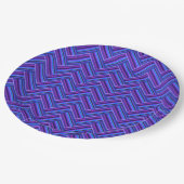 Assiettes En Carton Bleu et violet rayures double tissage (Angle)