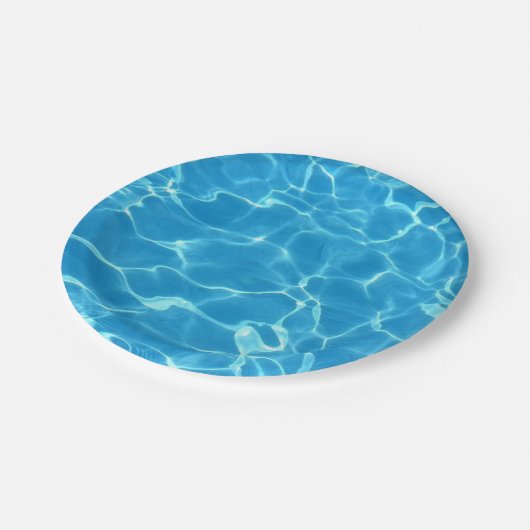 Assiettes En Carton Bleu étincelant Piscine Bleu Eau Aquatique (Angle)