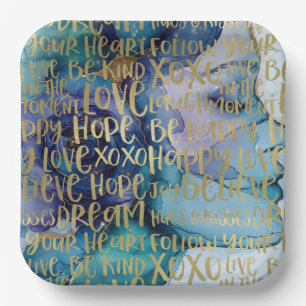 Assiettes En Carton Bleu Femme Face Or Citations Inspirationnelles