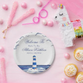 Assiettes En Carton Bleu Fête des mariées côtière marine (Fête)