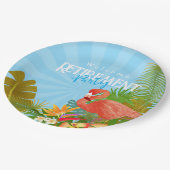 Assiettes En Carton Bleu Flamant rose retraite (Angle)